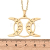 304 Stainless Steel Triple Moon Pendant Cable Chain Necklaces for Men Women NJEW-K308-01D-G-5