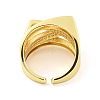 Brass Micro Pave Cubic Zirconia Open Cuff Ring for Women AJEW-U003-10G-3