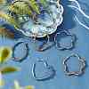 Unicraftale 6 Pairs 6 Style Heart & Flower & Oval 304 Stainless Steel Wire Wrapped Hoop Earrings EJEW-UN0001-84-4