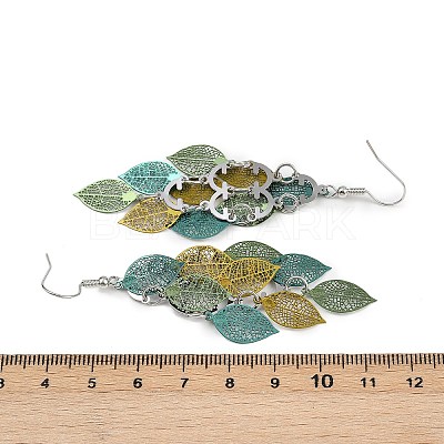 430 Stainless Steel Leaf Dangle Earrings EJEW-A137-06P-02-1