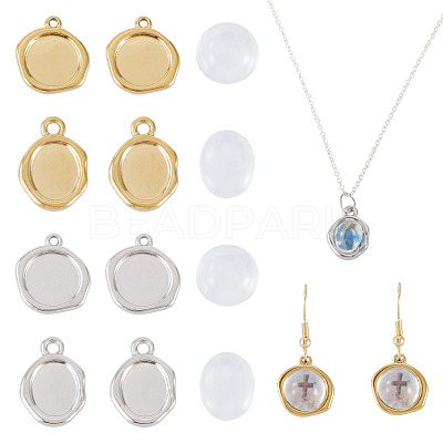 32Pcs 304 Stainless Steel Pendant Cabochon Settings STAS-TA0005-81-1