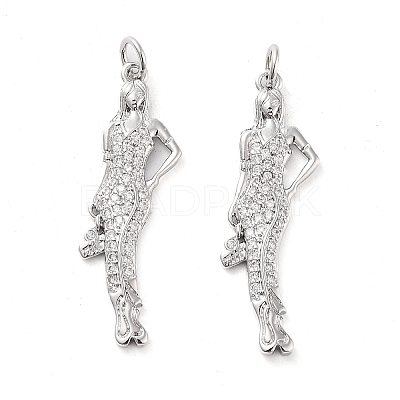 Rack Plating Brass Micro Pave Clear Cubic Zirconia Pendants KK-M280-03P-1