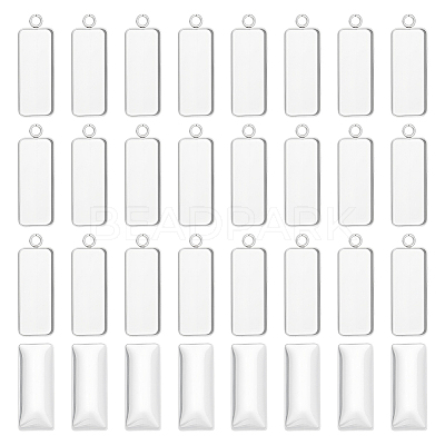 30Pcs 304 Stainless Steel Pendant Cabochon Settings STAS-UN0063-45-1