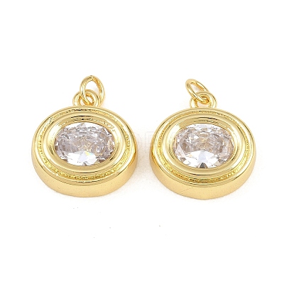 Brass Pave Clear Cubic Zirconia Pendants KK-CBA56EF-35A-G-01-1