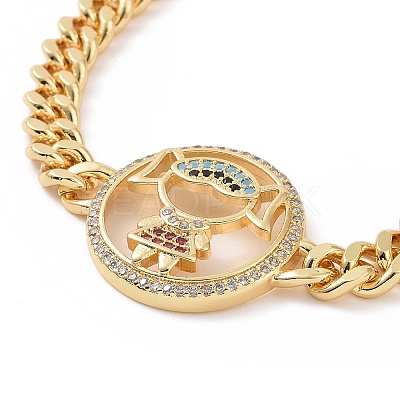 Colorful Cubic Zirconia Girl Link Bracelet BJEW-B068-01-1
