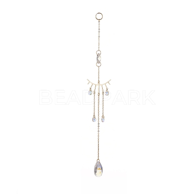 AB Color Glass Teardrop Window Hanging Suncatchers HJEW-JM00921-1