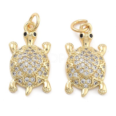 Brass Pave Clear Cubic Zirconia Pendants KK-U009-12F-G-1