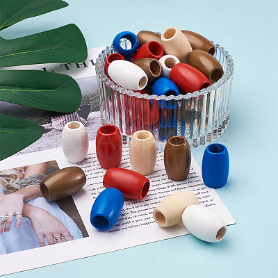 50Pcs 5 Colors Spray Painted Natural Wooden Beads WOOD-FW0001-06-1