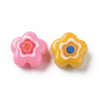 Printed Opaque Acrylic Beads OACR-E009-07A-1