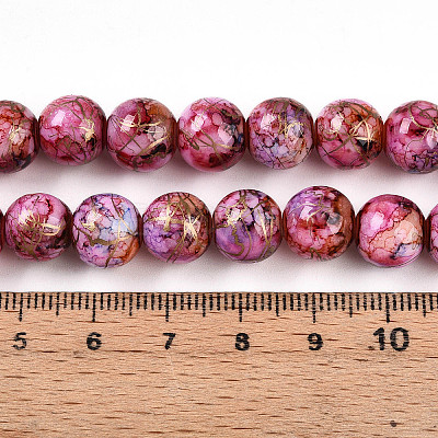 Baking Paint Glass Beads Strands DGLA-N003-10mm-B03-1