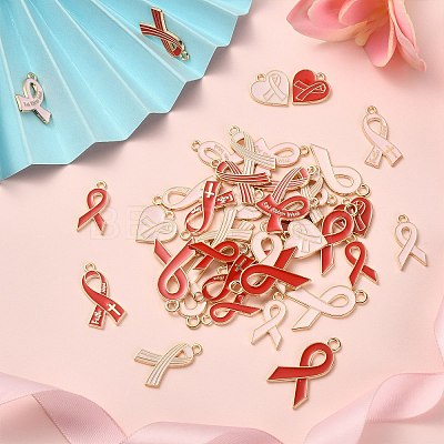 60Pcs 12 Styles Light Gold Tone Zinc Alloy Enamel Pendants ENAM-CJ0003-59-1