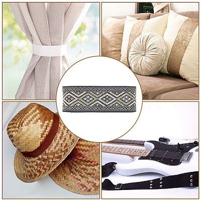 Polyester Jacquard Rhombus Ribbons OCOR-WH0082-141B-1