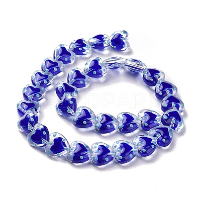 Glass Heart Beads GLAA-D005-01G-1