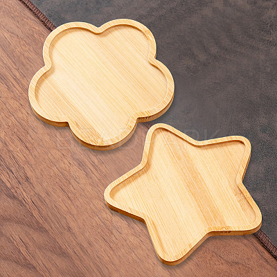 2Pcs 2 Styles Bamboo Saucer for Succulent Planter Pots AJEW-GF0011-43-1