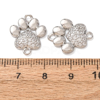 Brass Micro Pave Clear Cubic Zirconia Paw Print Links Connector Charms CU-CBA2907-09P-1