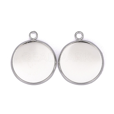 304 Stainless Steel Pendant Cabochon Settings X-STAS-F191-14S-F-1