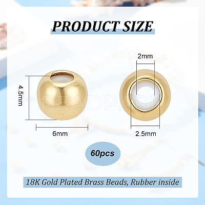 60Pcs Brass Beads KK-BC0012-61-1