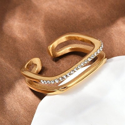 304 Stainless Steel Micro Pave Cubic Zirconia Cuff Rings RJEW-P153-02G-1