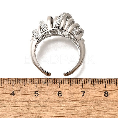 Brass Micro Pave Clear Cubic Zirconia Cuff Rings for Women RJEW-Q008-04P-1