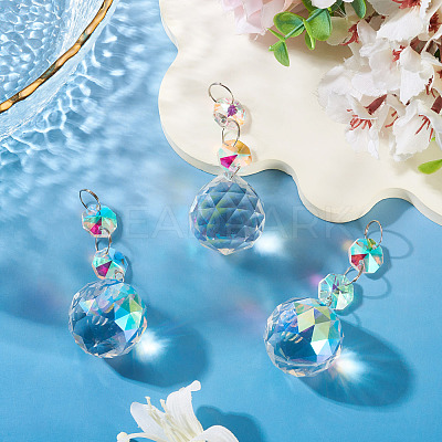 3Pcs Crystal Glass Hanging Sun Catcher AJEW-TADJ0001-08C-1