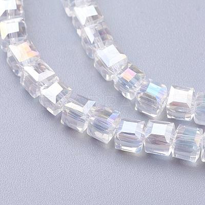 Electroplate Glass Beads Strands EGLA-D018-4x4mm-01-1