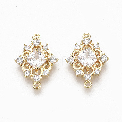Brass Clear Cubic Zirconia Links connectors X-ZIRC-Q021-046G-NF-1
