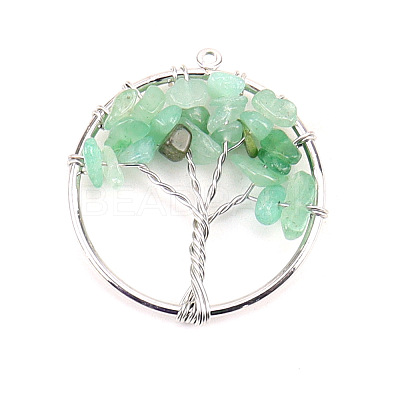 Natural Green Aventurine Tree fo Life Pendants WG82707-08-1