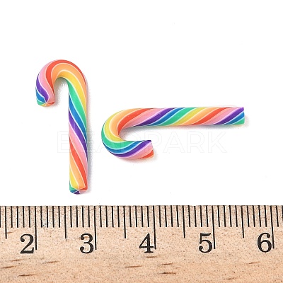 Christmas Candy Cane Handmade Polymer Clay Beads CLAY-P005-03B-06-1