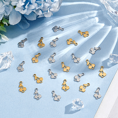 40Pcs 2 Colors 304 Stainless Steel Laser Cut Fruit Links STAS-UN0061-57-1
