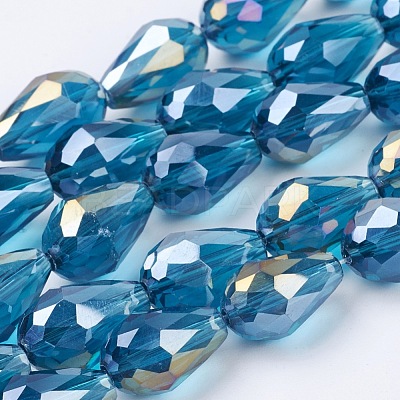 Electroplate Glass Beads Strands X-EGLA-D015-15x10mm-31-1
