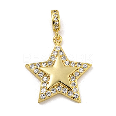 Rack Plating Brass Micro Pave Cubic Zirconia Pendants KK-I718-10G-01-1