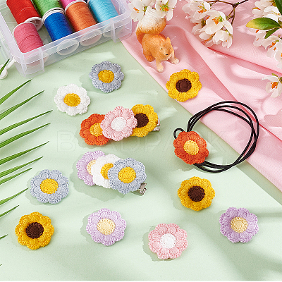 60Pcs 6 Colors Two Tone Polyester Knitted Appliques PATC-FG0001-75-1