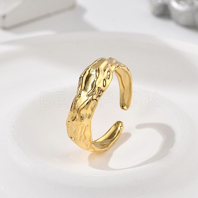 Textured 304 Stainless Steel Open Cuff Rings RJEW-R014-03G-03-1