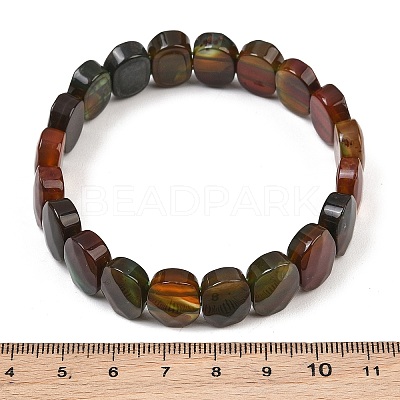 Dyed & Heated Natural Agate Oval Beaded Stretch Bracelet G-E010-01-24-1