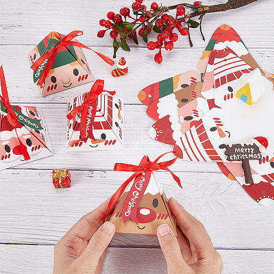 32Pcs 4 Style Christmas Theme Pyramid Shaped Paper Bakery Boxes BAKE-BC0001-01-1