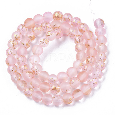 Frosted Spray Painted Glass Beads Strands X-GLAA-N035-03B-C06-1