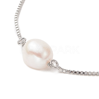 Oval Natural Pearl Beaded Slider Bracelet BJEW-JB09315-01-1