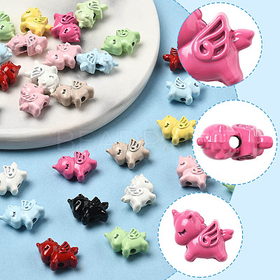 50Pcs Spray Painted Alloy Beads FIND-FS0004-11-1