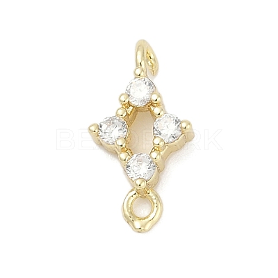 Brass Micro Pave Clear Cubic Zirconia Connector Charms LS-KK-Z094-08G-02-1
