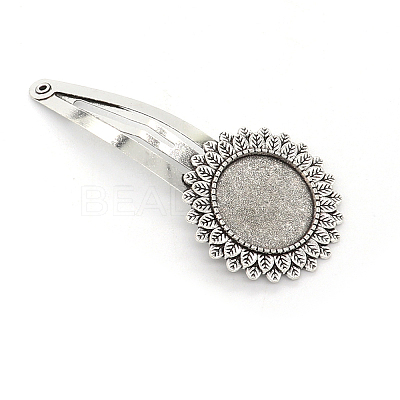Alloy Snap Hair Clip with Blank Round Trays PW-WG38295-05-1