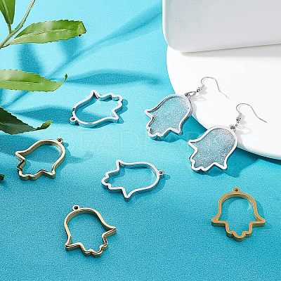 8Pcs 2 Colors 304 Stainless Steel Open Back Bezel Pendants STAS-UN0031-92-1