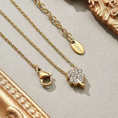 304 Stainless Steel Crystal Rhinestone Pendant Cable Chain Necklaces for Women LS-NJEW-C062-01C-G-1
