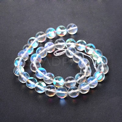 Synthetical Moonstone Round Beads Strands X-G-M049-6mm-02J-1