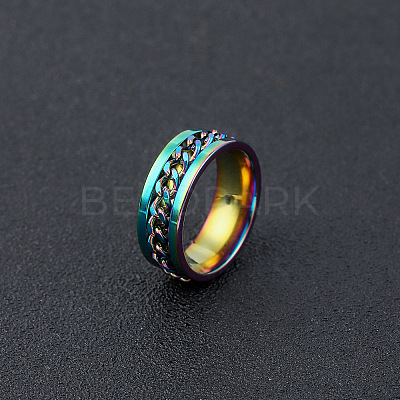 304 Stainless Steel Rotatable Chain Finger Rings for Men FS-WG60CA3-32-1