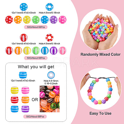 204Pcs 3 Styles Opaque Acrylic Beads OACR-TA0004-36-1