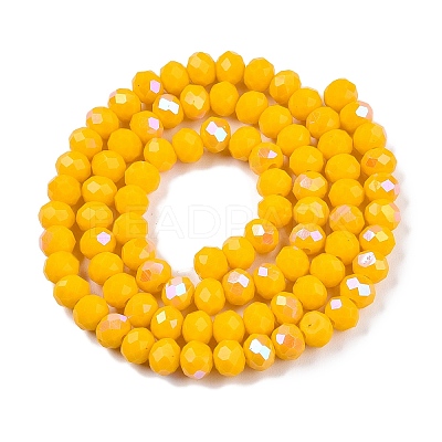Electroplate Opaque Solid Color Glass Beads Strands EGLA-A044-P6mm-L29-1