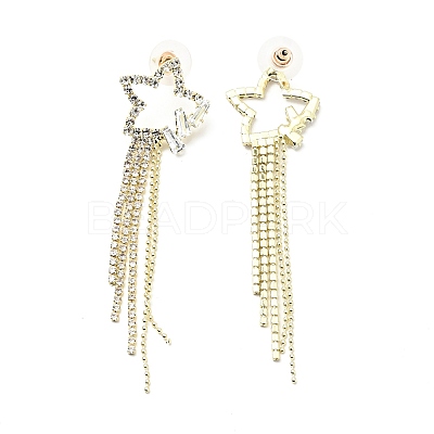 Clear Cubic Zirconia & Crystal Rhinestone Long Dangle Stud Earrings EJEW-C037-06A-LG-1