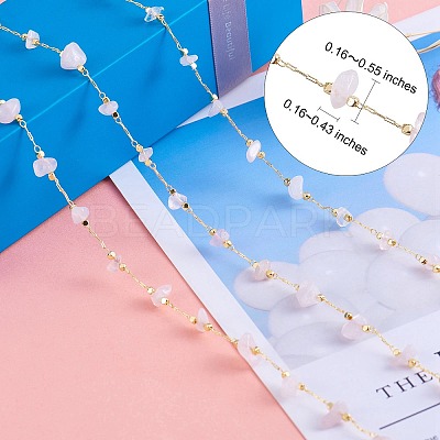 Natural Rose Quartz Chips Beaded Chains CHC-SZ0001-62L-1