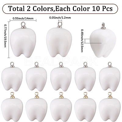 20Pcs 2 Colors Opaque Resin Pendants RESI-SC0006-94-1