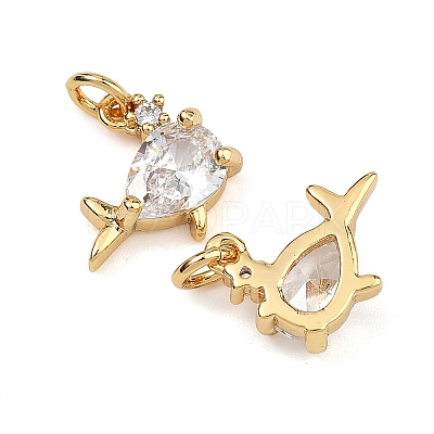 SHEGRACE Brass Micro Pave Clear Cubic Zirconia Charms XGRQ2O026-420G-1